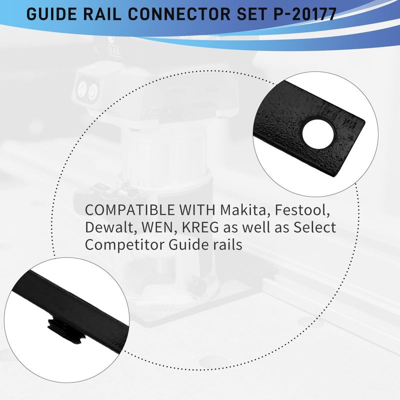 deawater P-20177 Guide Rail Connector Set, 4 PCS, Compatible with Makita, Festool, DeWalt, WEN, for Long Cuts in Integrated Guide Rail T-Slots - Image 4